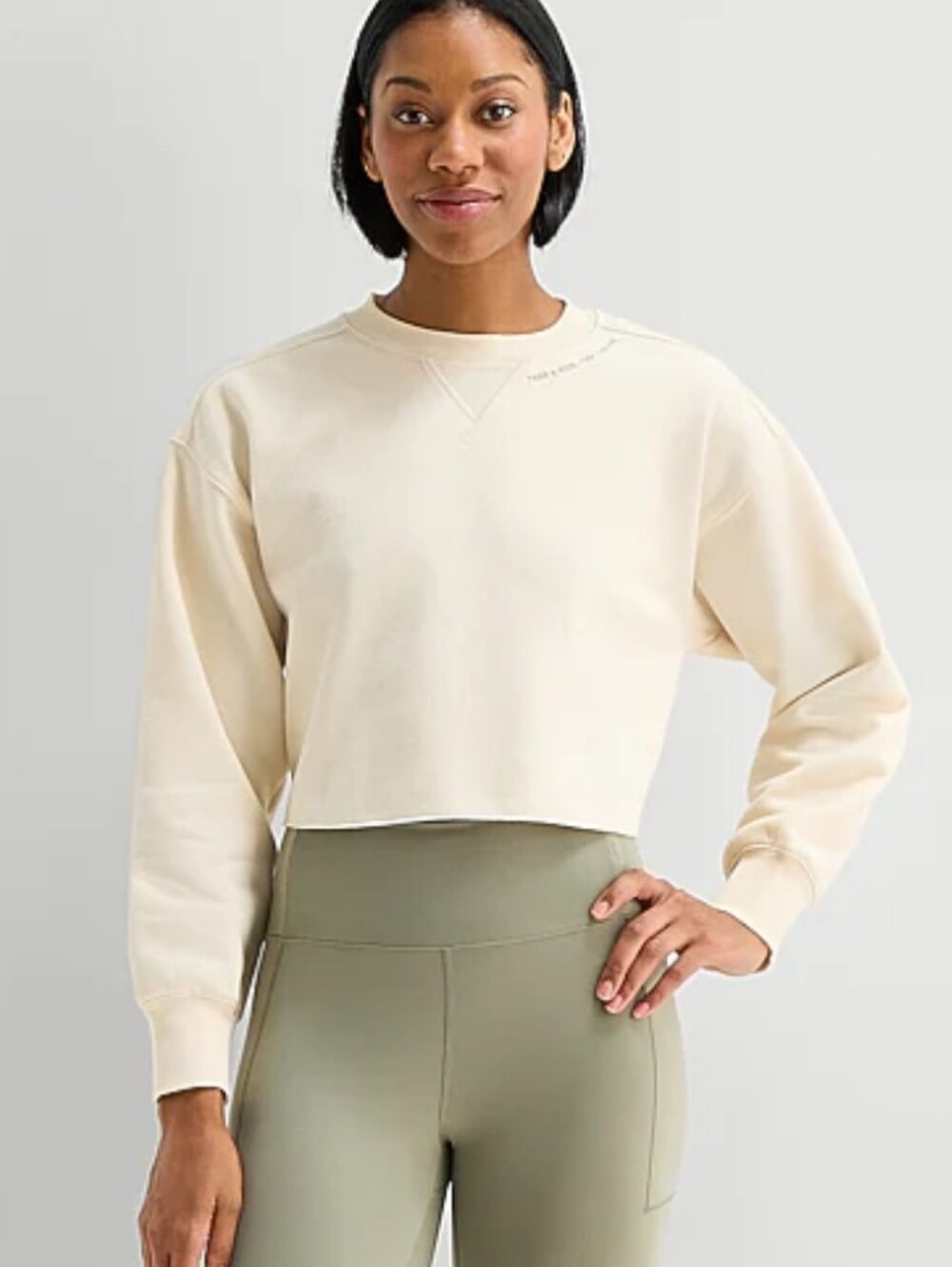 "Take a Hike, Find your Path"  Cropped Crewneck Sweatshirt - Cream